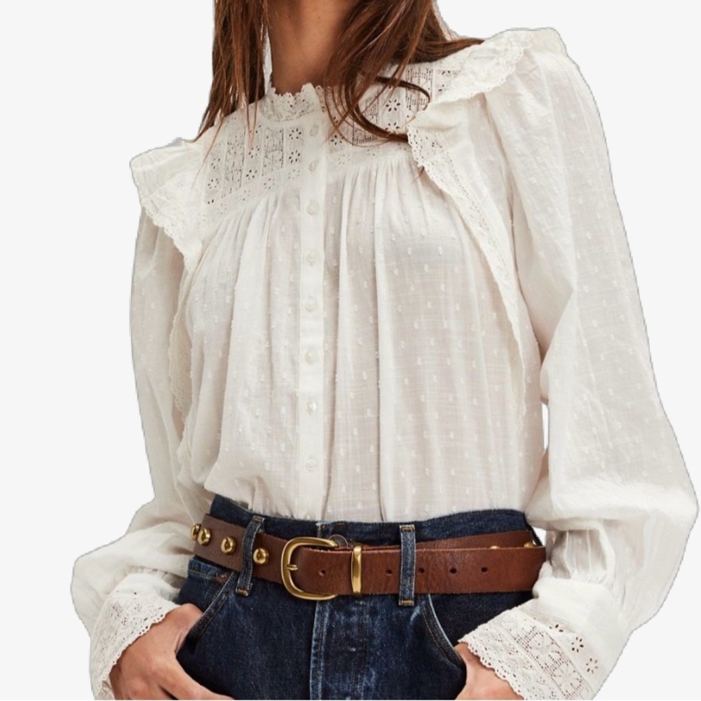 Free People Wrapped in a Dream White Lace Blouse